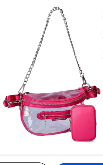 Madden NYC Clear/Pink Convertible Crossbody - Fanny Pack Bag New - Picture 2 of 7